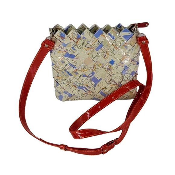 Nahui Ollin Recycled New York City Map Crossbody Shoulder Bag Purse w/Strap - Picture 1 of 8